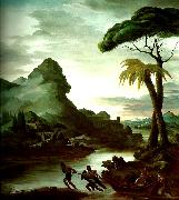 charles billoin paysage aux pecheurs dit le matin oil painting